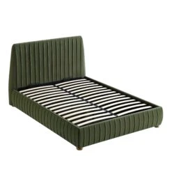 Helia Pleated Ottoman Storage Bed, Moss Green Velvet -Daals Store JAH 012 MOSS VEL WB4