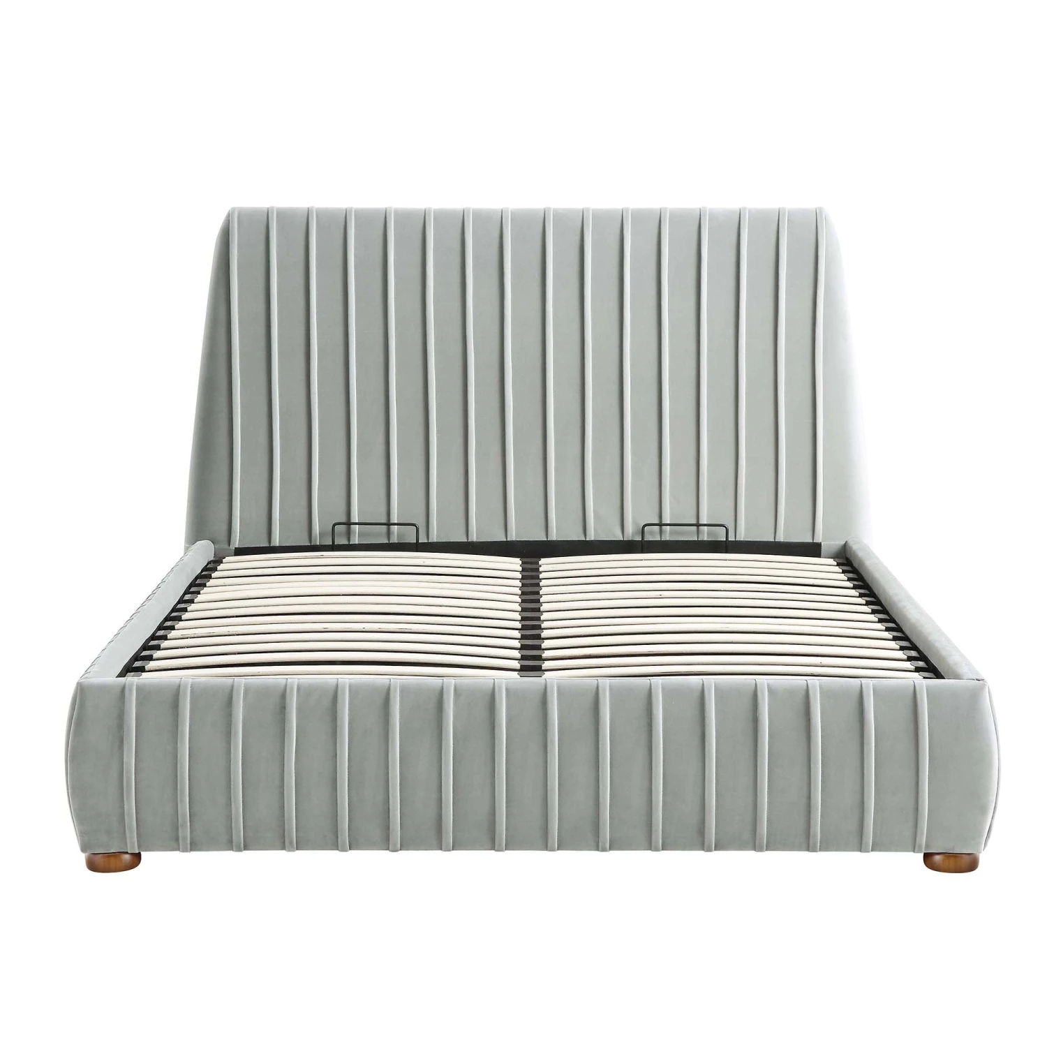Helia Pleated Ottoman Storage Bed, Silver Grey Velvet 5 Helia Pleated Ottoman Storage Bed, Silver Grey Velvet - Image 5