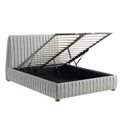 Helia Pleated Ottoman Storage Bed, Silver Grey Velvet 23 Helia Pleated Ottoman Storage Bed, Silver Grey Velvet -Daals Store JAH 012 PALEGREY VEL WB3