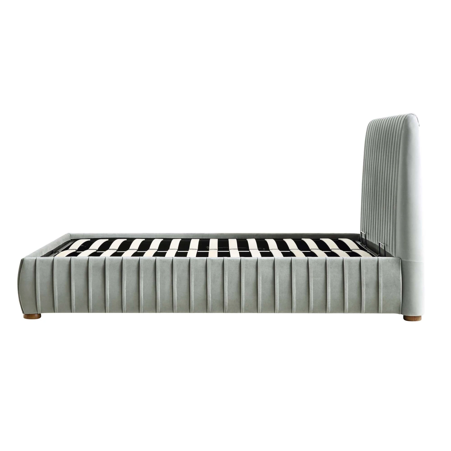 Helia Pleated Ottoman Storage Bed, Silver Grey Velvet 10 Helia Pleated Ottoman Storage Bed, Silver Grey Velvet - Image 10