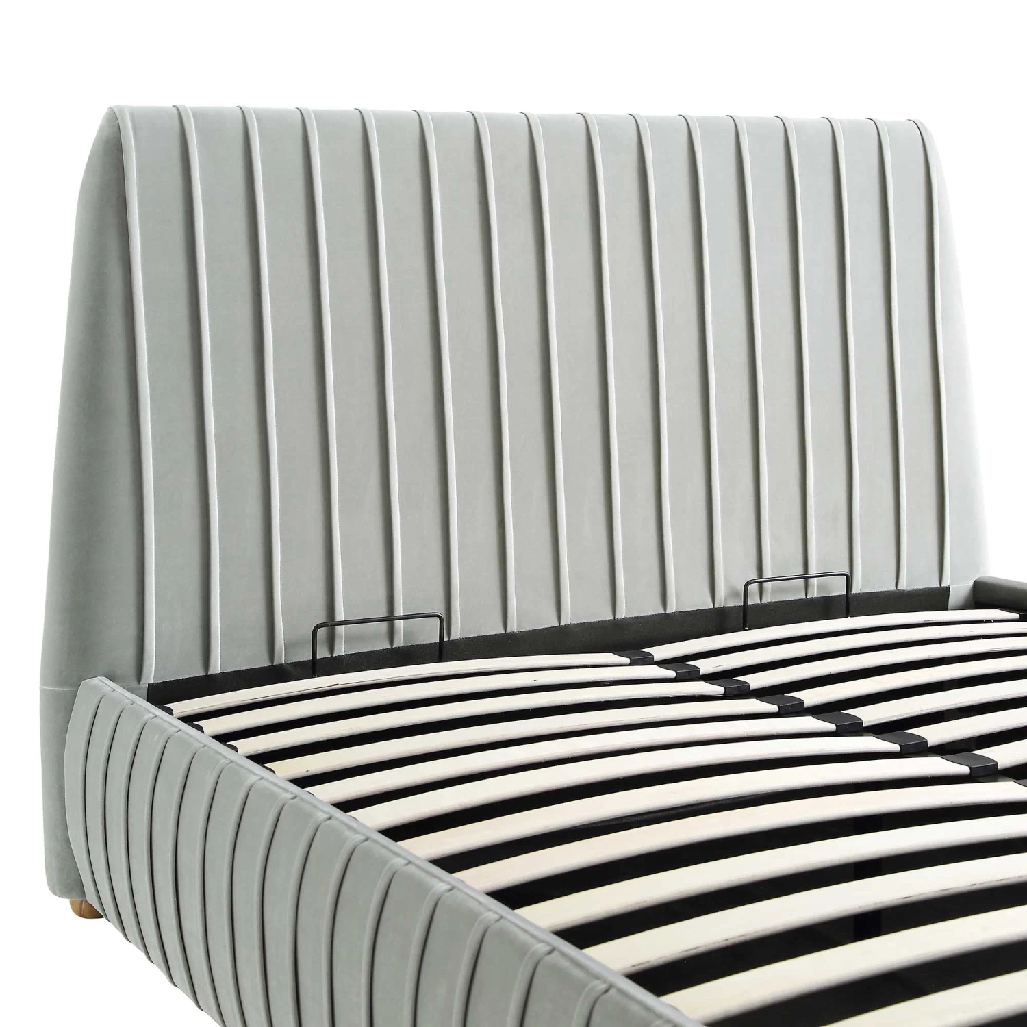 Helia Pleated Ottoman Storage Bed, Silver Grey Velvet 12 Helia Pleated Ottoman Storage Bed, Silver Grey Velvet - Image 12