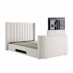 Wilton White Boucle Ottoman TV Bed 24 Wilton White Boucle Ottoman TV Bed -Daals Store JAH 015 ECRU BOU WB1
