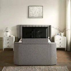 Wilton Grey Fabric Ottoman TV Bed -Daals Store JAH 015 GREY FAB scene4