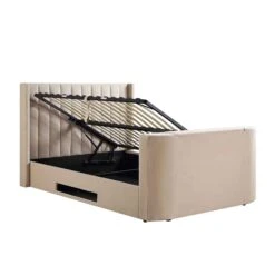 Wilton Champagne Velvet Ottoman TV Bed -Daals Store JAH 015 STONE VEL WB4