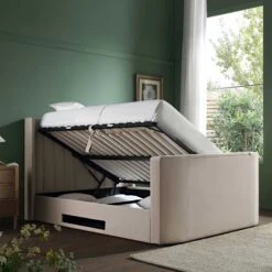 Wilton Champagne Velvet Ottoman TV Bed -Daals Store JAH 015 STONE VEL scene2