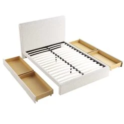 Hampstead Ecru Boucle Curved Bed With 4-Drawer Storage 17 Hampstead Ecru Boucle Curved Bed With 4-Drawer Storage -Daals Store JAH 016 ECRU BOU 4DRAWER WB2