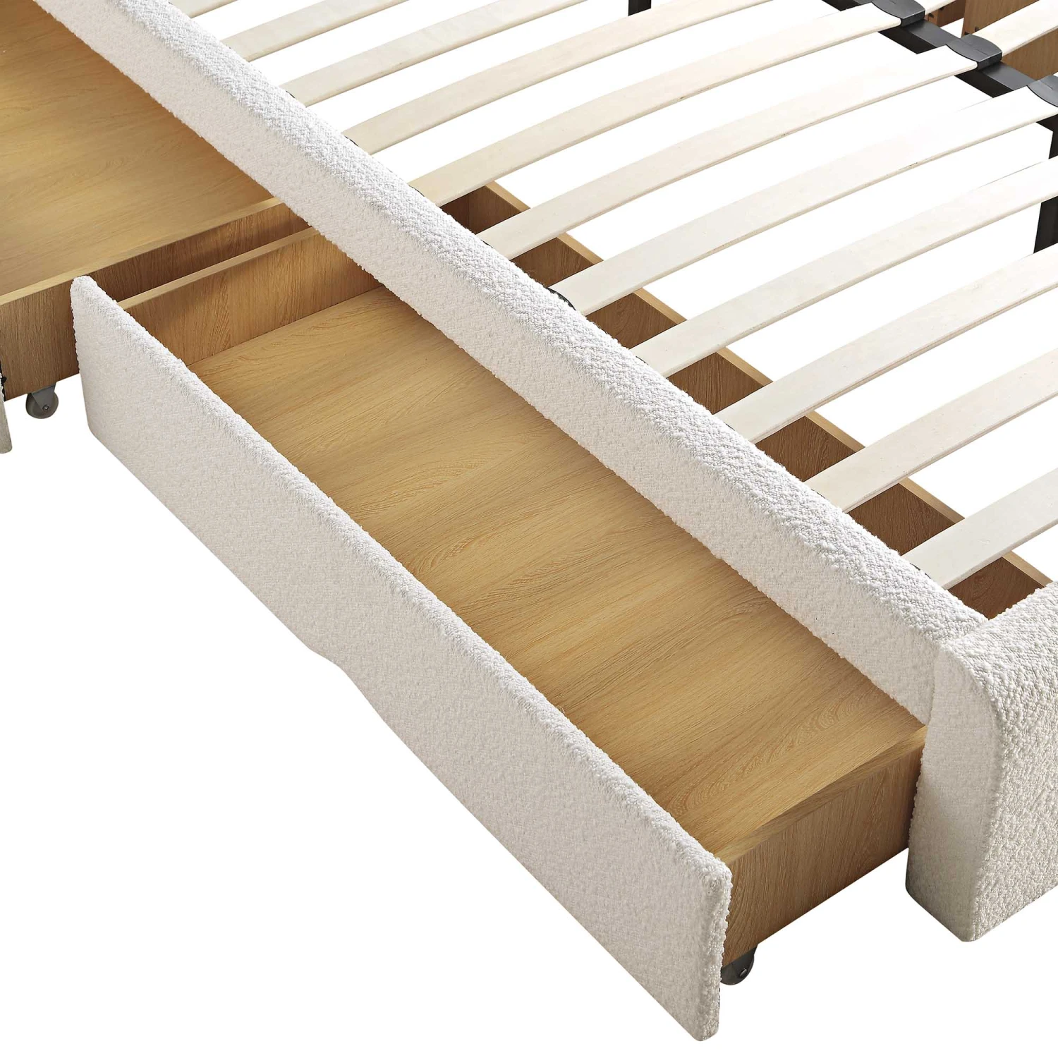 Hampstead Ecru Boucle Curved Bed With 4-Drawer Storage 12 Hampstead Ecru Boucle Curved Bed With 4-Drawer Storage - Image 12