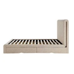 Hampstead Taupe Boucle Curved Bed With 4-Drawer Storage -Daals Store JAH 016 TAUPE BOU 4DRAWER WB4