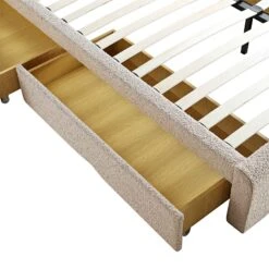 Hampstead Taupe Boucle Curved Bed With 4-Drawer Storage -Daals Store JAH 016 TAUPE BOU 4DRAWER detail3