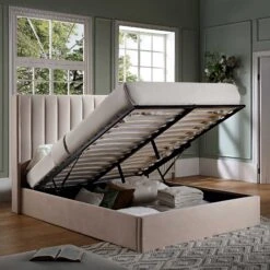 Wilton Champagne Velvet Ottoman Storage Bed -Daals Store JAH 017 STONE VEL scene2