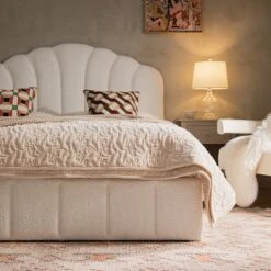 Hana Ottoman Storage Bed, Ecru Boucle