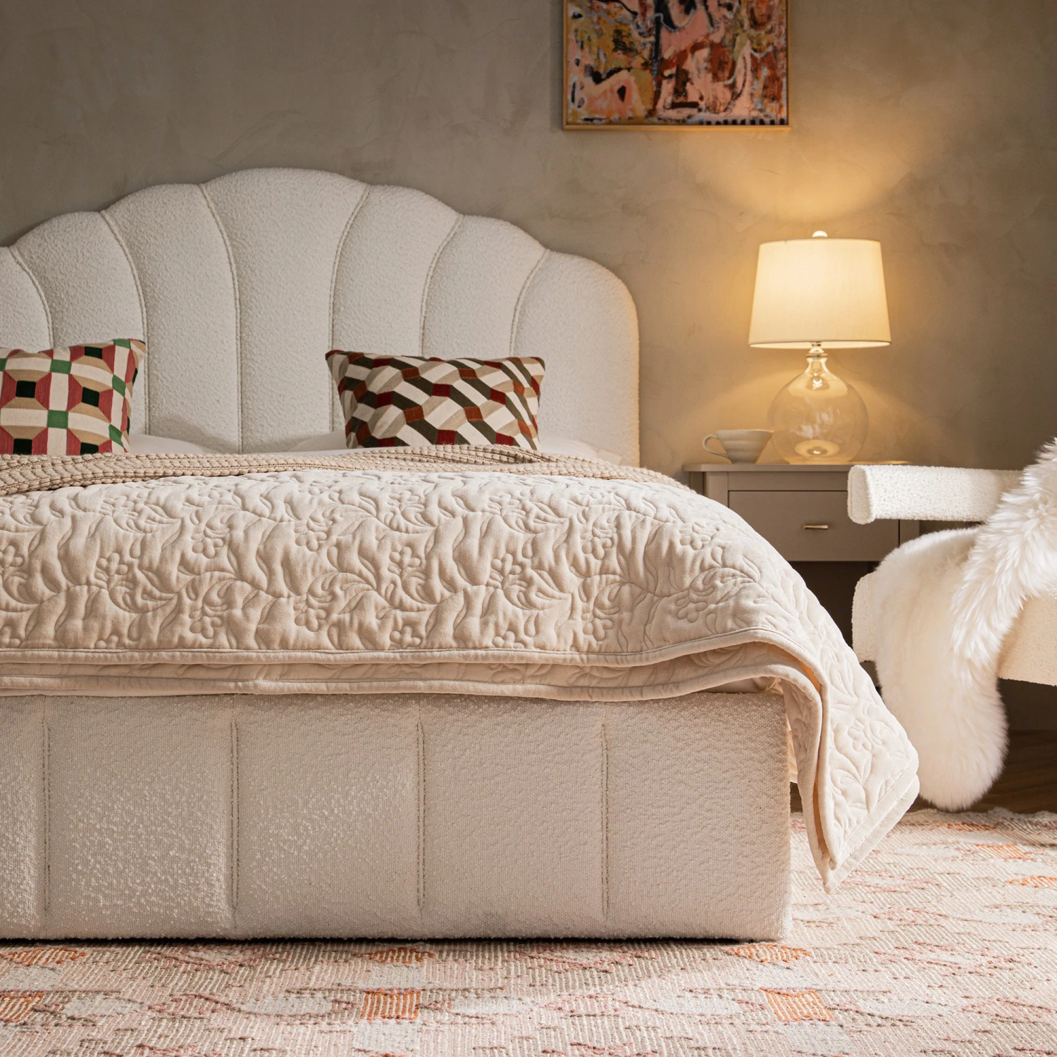 Hana Ottoman Storage Bed, Ecru Boucle 1 Hana Ottoman Storage Bed, Ecru Boucle