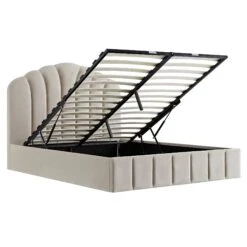 Hana Ottoman Storage Bed, Warm Stone Velvet -Daals Store JAH 020 STONE VEL WB3