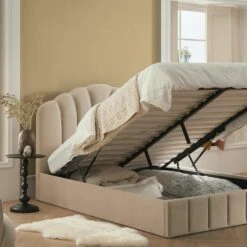 Hana Ottoman Storage Bed, Warm Stone Velvet -Daals Store JAH 020 STONE VEL scene2