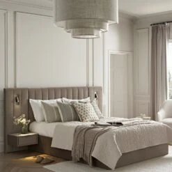 Tremezzo Oversized Ottoman Storage Bed, Taupe Velvet