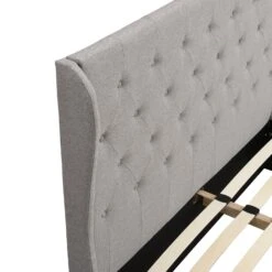 Weston Buttoned Wing Back Upholstered 2-Drawer Storage Bed (Grey Fabric) -Daals Store JAH 03 GREYFAB detail1