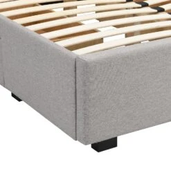 Weston Buttoned Wing Back Upholstered 2-Drawer Storage Bed (Grey Fabric) -Daals Store JAH 03 GREYFAB detail4