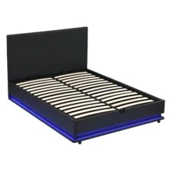 Buxton Faux Leather End Opening Ottoman Storage Bed Frame With Multi-colour LED Light Strip (Black PU) 12 Buxton Faux Leather End Opening Ottoman Storage Bed Frame With Multi-colour LED Light Strip (Black PU) -Daals Store JAH 04 BLACKPU WB1