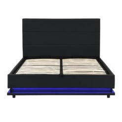 Buxton Faux Leather End Opening Ottoman Storage Bed Frame With Multi-colour LED Light Strip (Black PU) 15 Buxton Faux Leather End Opening Ottoman Storage Bed Frame With Multi-colour LED Light Strip (Black PU) -Daals Store JAH 04 BLACKPU WB3