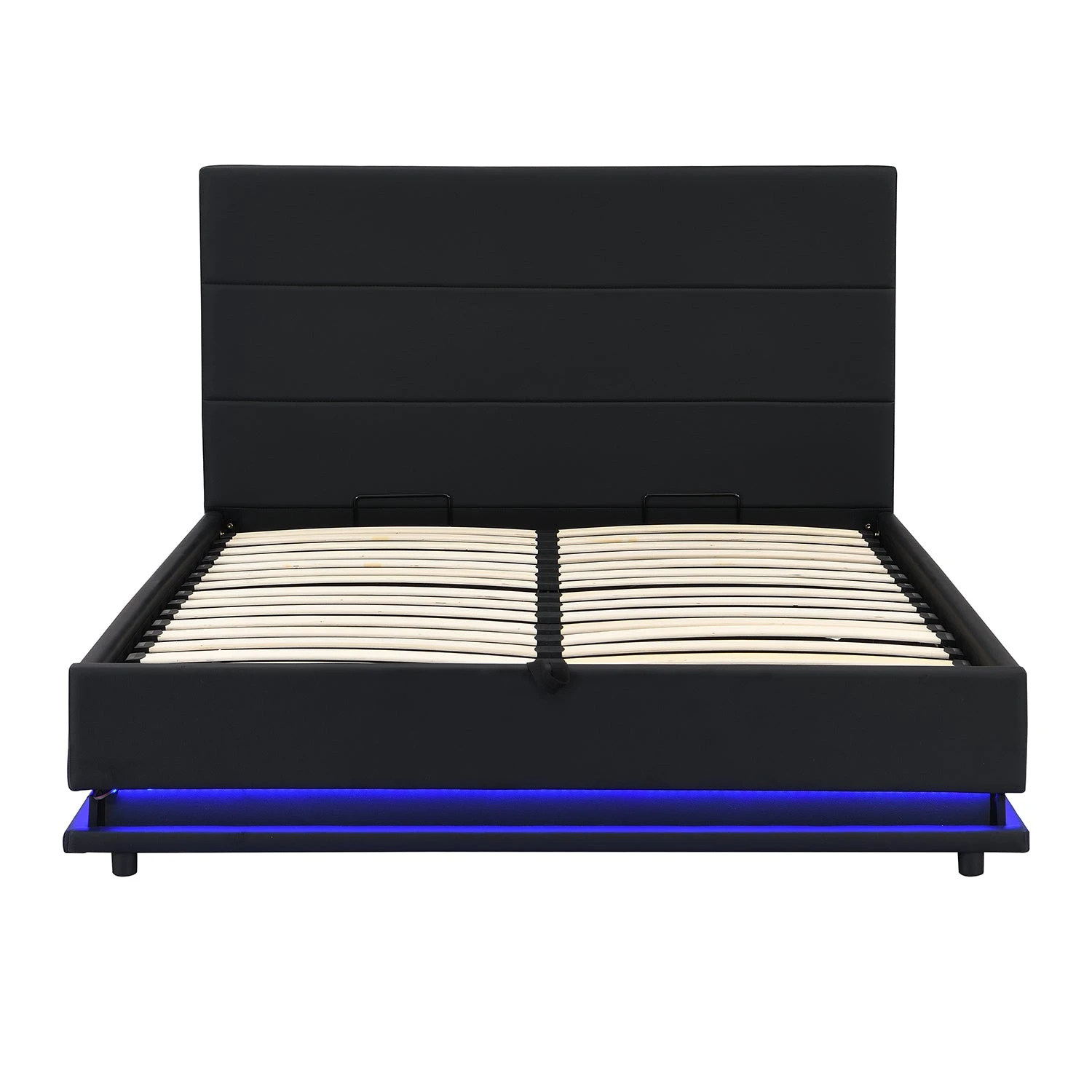 Buxton Faux Leather End Opening Ottoman Storage Bed Frame With Multi-colour LED Light Strip (Black PU) 6 Buxton Faux Leather End Opening Ottoman Storage Bed Frame With Multi-colour LED Light Strip (Black PU) - Image 6