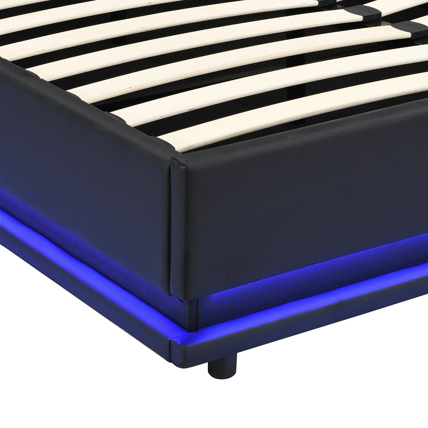 Buxton Faux Leather End Opening Ottoman Storage Bed Frame With Multi-colour LED Light Strip (Black PU) 10 Buxton Faux Leather End Opening Ottoman Storage Bed Frame With Multi-colour LED Light Strip (Black PU) - Image 10