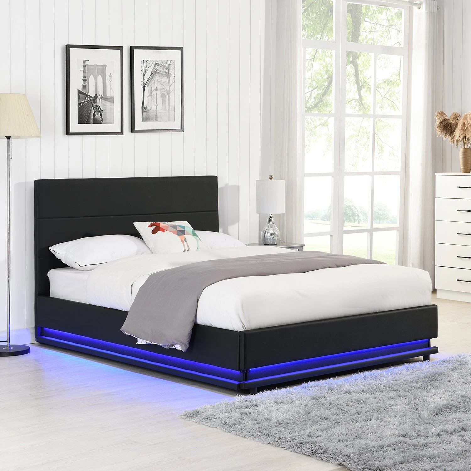 Buxton Faux Leather End Opening Ottoman Storage Bed Frame With Multi-colour LED Light Strip (Black PU) 1 Buxton Faux Leather End Opening Ottoman Storage Bed Frame With Multi-colour LED Light Strip (Black PU)