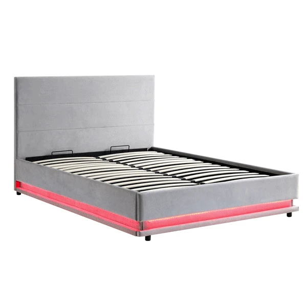 Buxton End Opening Ottoman Storage Bed Frame With Multi-colour LED Light Strip (Light Grey Velvet) 3 Buxton End Opening Ottoman Storage Bed Frame With Multi-colour LED Light Strip (Light Grey Velvet) - Image 3