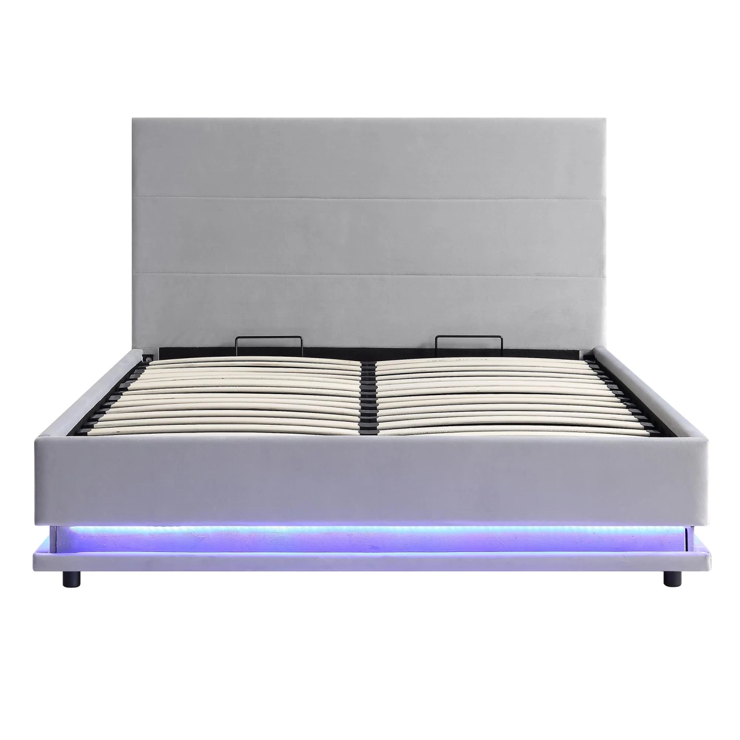 Buxton End Opening Ottoman Storage Bed Frame With Multi-colour LED Light Strip (Light Grey Velvet) 4 Buxton End Opening Ottoman Storage Bed Frame With Multi-colour LED Light Strip (Light Grey Velvet) - Image 4