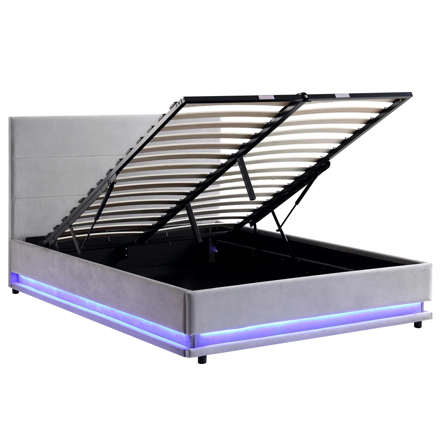 Buxton End Opening Ottoman Storage Bed Frame With Multi-colour LED Light Strip (Light Grey Velvet) 6 Buxton End Opening Ottoman Storage Bed Frame With Multi-colour LED Light Strip (Light Grey Velvet) - Image 6