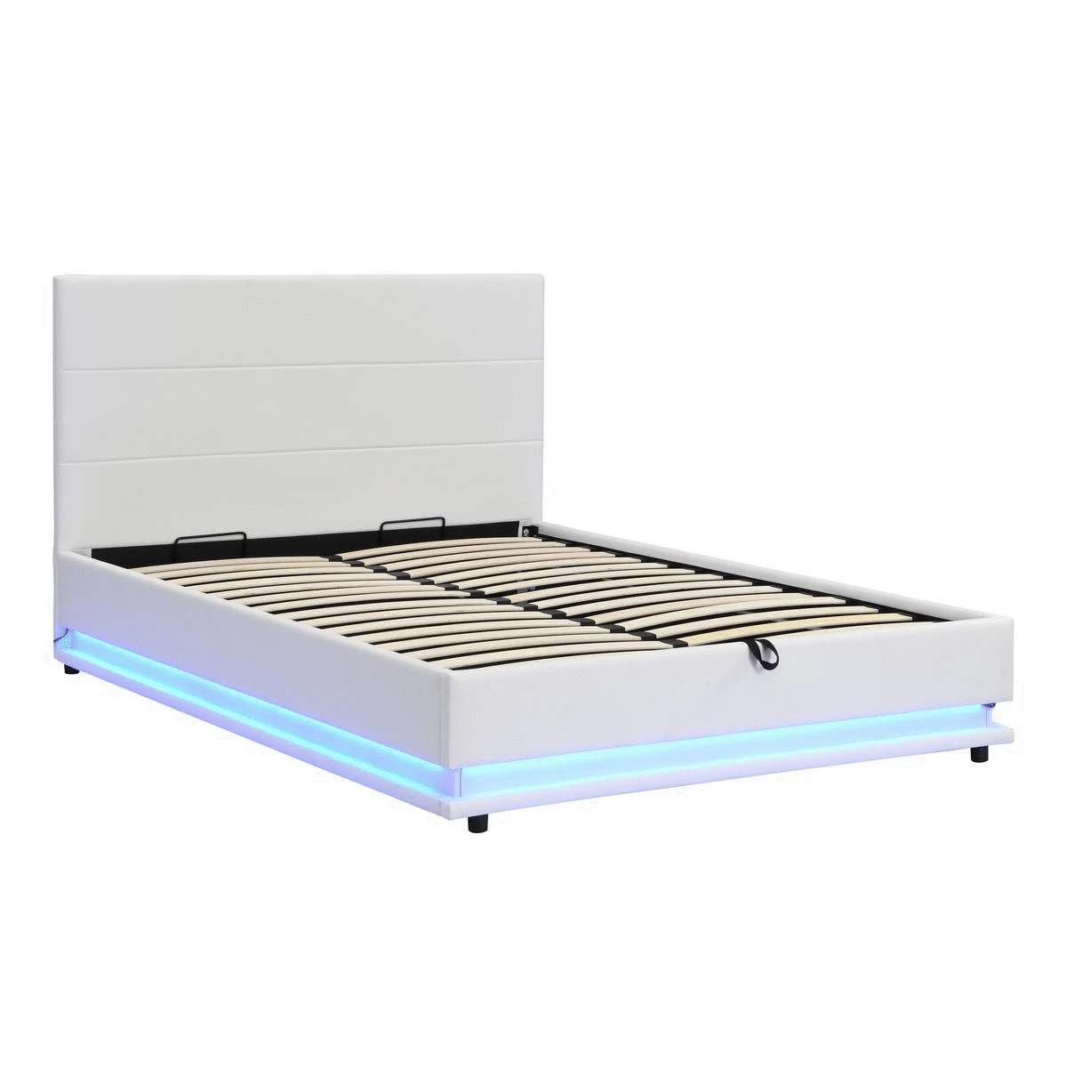 Buxton Faux Leather End Opening Ottoman Storage Bed Frame With Muti-colour LED Light Strip (White PU) 3 Buxton Faux Leather End Opening Ottoman Storage Bed Frame With Muti-colour LED Light Strip (White PU) - Image 3