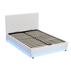 Buxton Faux Leather End Opening Ottoman Storage Bed Frame With Muti-colour LED Light Strip (White PU) 14 Buxton Faux Leather End Opening Ottoman Storage Bed Frame With Muti-colour LED Light Strip (White PU) -Daals Store JAH 04 WHITEPU WB1