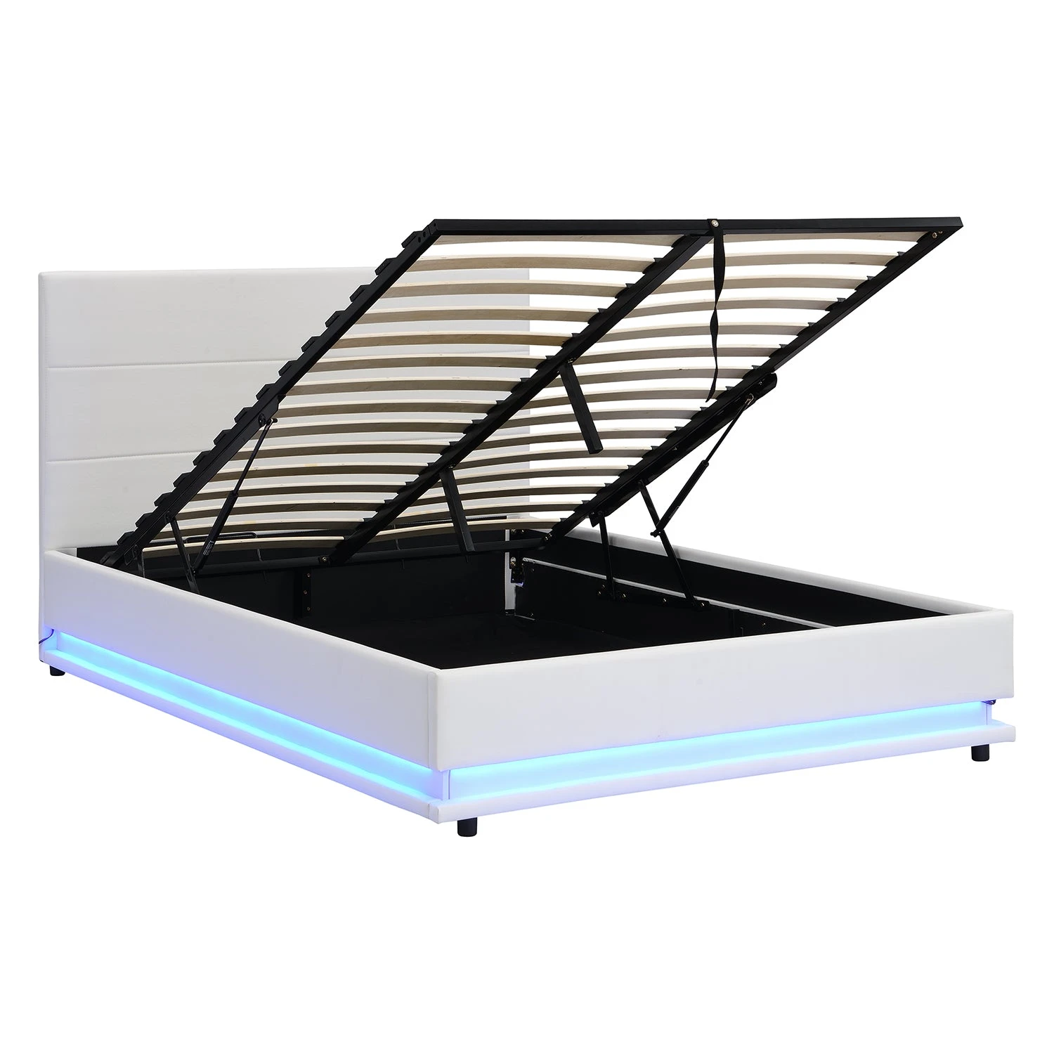 Buxton Faux Leather End Opening Ottoman Storage Bed Frame With Muti-colour LED Light Strip (White PU) 6 Buxton Faux Leather End Opening Ottoman Storage Bed Frame With Muti-colour LED Light Strip (White PU) - Image 6