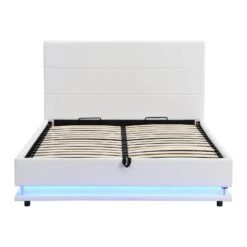 Buxton Faux Leather End Opening Ottoman Storage Bed Frame With Muti-colour LED Light Strip (White PU) 17 Buxton Faux Leather End Opening Ottoman Storage Bed Frame With Muti-colour LED Light Strip (White PU) -Daals Store JAH 04 WHITEPU WB3