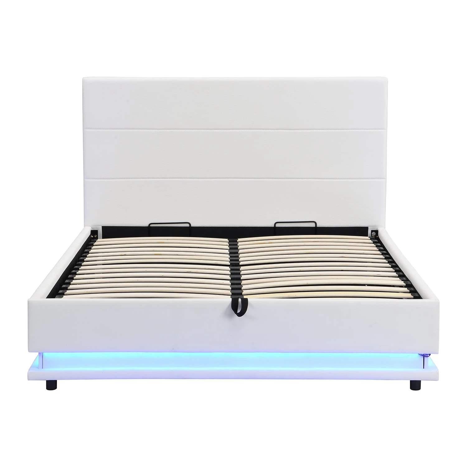 Buxton Faux Leather End Opening Ottoman Storage Bed Frame With Muti-colour LED Light Strip (White PU) 7 Buxton Faux Leather End Opening Ottoman Storage Bed Frame With Muti-colour LED Light Strip (White PU) - Image 7