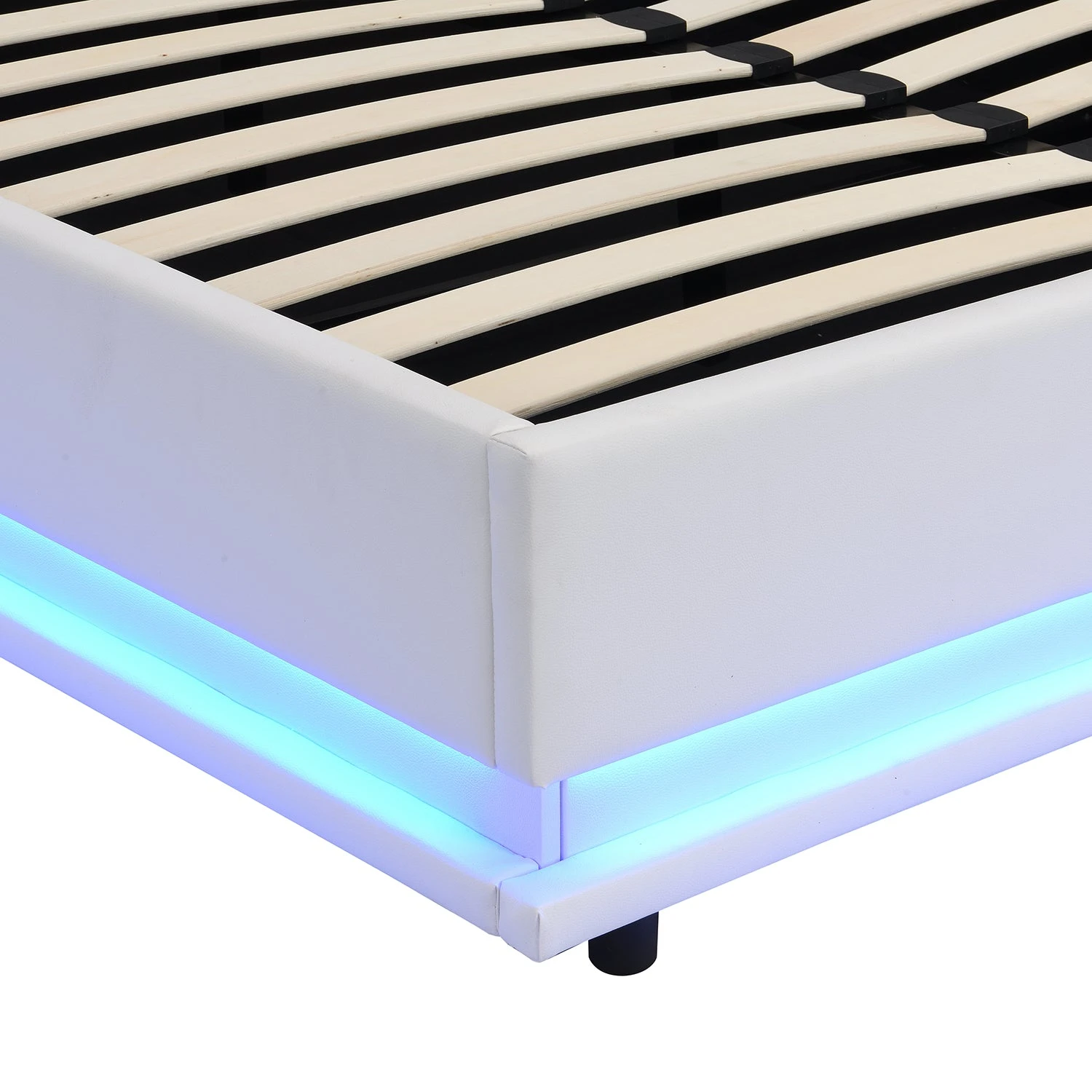 Buxton Faux Leather End Opening Ottoman Storage Bed Frame With Muti-colour LED Light Strip (White PU) 11 Buxton Faux Leather End Opening Ottoman Storage Bed Frame With Muti-colour LED Light Strip (White PU) - Image 11