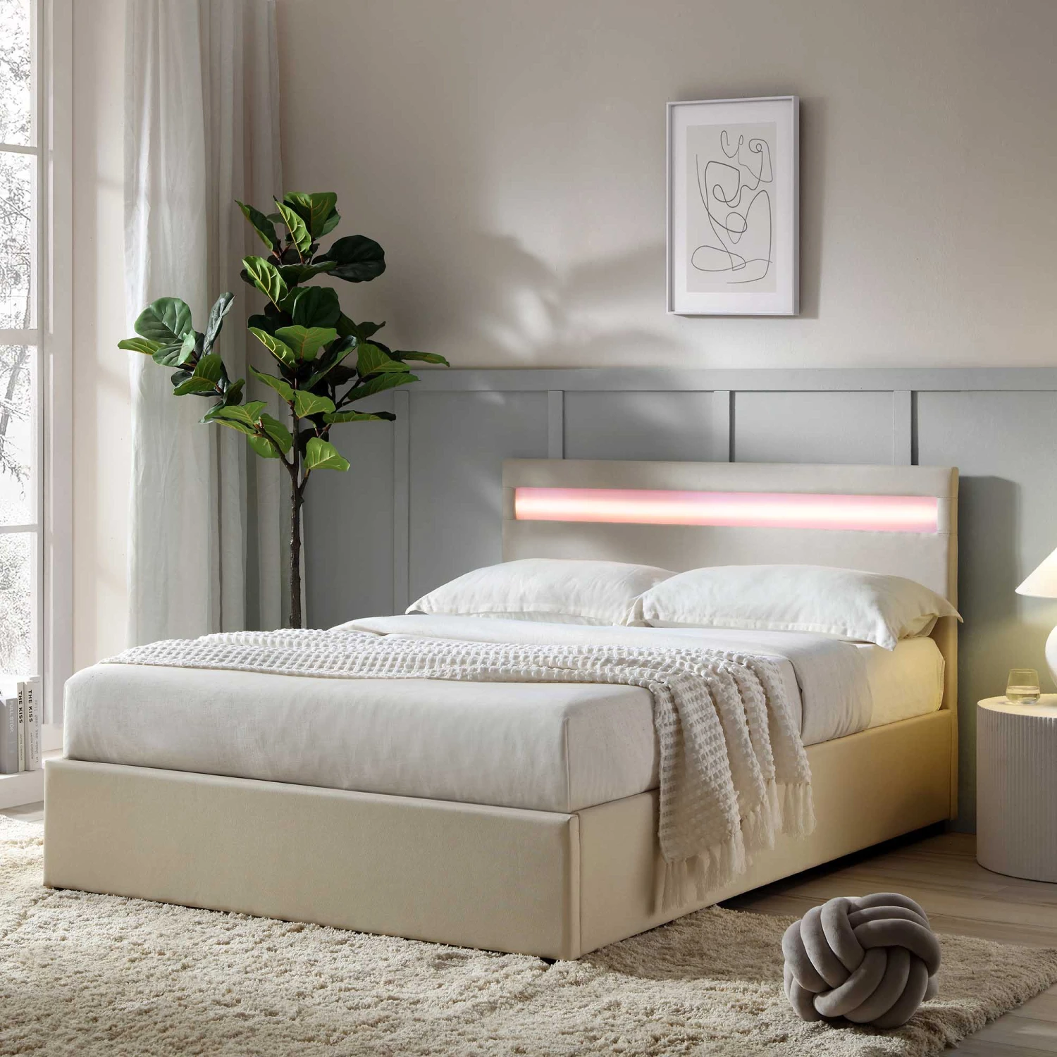 Pimlico End Opening Ottoman Storage Bed Frame With Multi-colour LED Headboard (Beige Fabric) 2 Pimlico End Opening Ottoman Storage Bed Frame With Multi-colour LED Headboard (Beige Fabric) - Image 2
