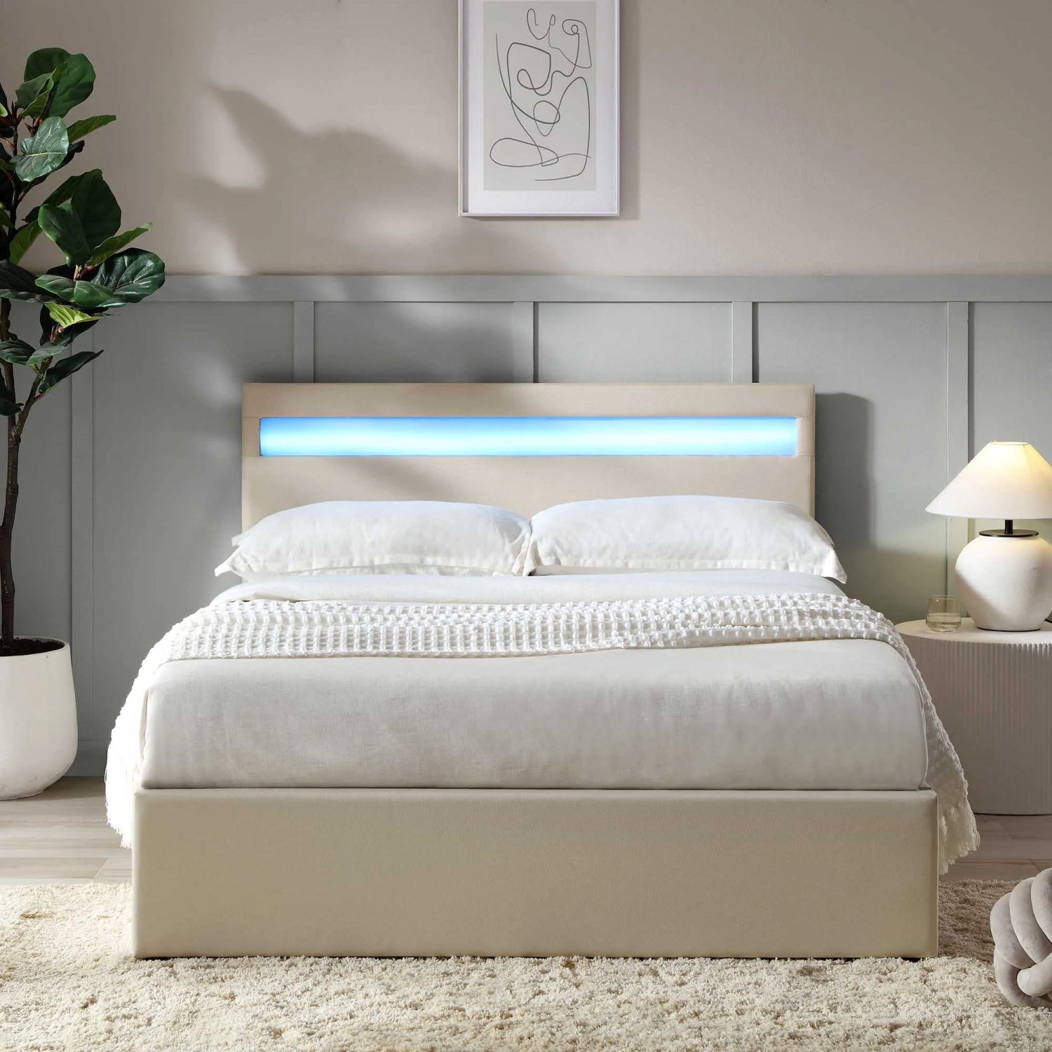Pimlico End Opening Ottoman Storage Bed Frame With Multi-colour LED Headboard (Beige Fabric) 3 Pimlico End Opening Ottoman Storage Bed Frame With Multi-colour LED Headboard (Beige Fabric) - Image 3