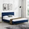 Sylvie Velvet Upholstered Bed Frame With Golden Chrome Legs, Navy Velvet 35 Sylvie Velvet Upholstered Bed Frame With Golden Chrome Legs, Navy Velvet -Daals Store JAH 06 NAVYVEL main