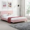 Sylvie Velvet Upholstered Bed Frame With Golden Chrome Legs, Pink Velvet 31 Sylvie Velvet Upholstered Bed Frame With Golden Chrome Legs, Pink Velvet -Daals Store JAH 06 PINKVEL main