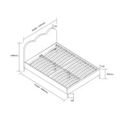 Gidea Velvet Upholstered Bed Frame With Scalloped Headboard & Golden Chrome Legs -Daals Store JAH 07 D CHART