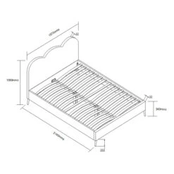 Gidea Velvet Upholstered Bed Frame With Scalloped Headboard & Golden Chrome Legs -Daals Store JAH 07 K CHART