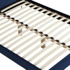 Gidea Velvet Upholstered Bed Frame With Scalloped Headboard & Golden Chrome Legs -Daals Store JAH 07 NAVYVEL detail4