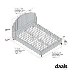 Eleanor Grey Velvet Upholstered Bed Frame With Domed Headboard -Daals Store JAH 08 CHART