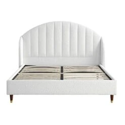 Eleanor White Boucle Upholstered Bed Frame With Domed Headboard 16 Eleanor White Boucle Upholstered Bed Frame With Domed Headboard -Daals Store JAH 08 ECRU BOU WB1
