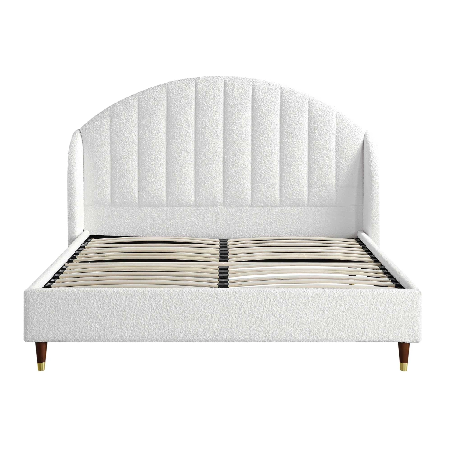 Eleanor White Boucle Upholstered Bed Frame With Domed Headboard 4 Eleanor White Boucle Upholstered Bed Frame With Domed Headboard - Image 4