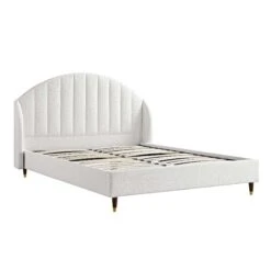 Eleanor White Boucle Upholstered Bed Frame With Domed Headboard 17 Eleanor White Boucle Upholstered Bed Frame With Domed Headboard -Daals Store JAH 08 ECRU BOU WB2