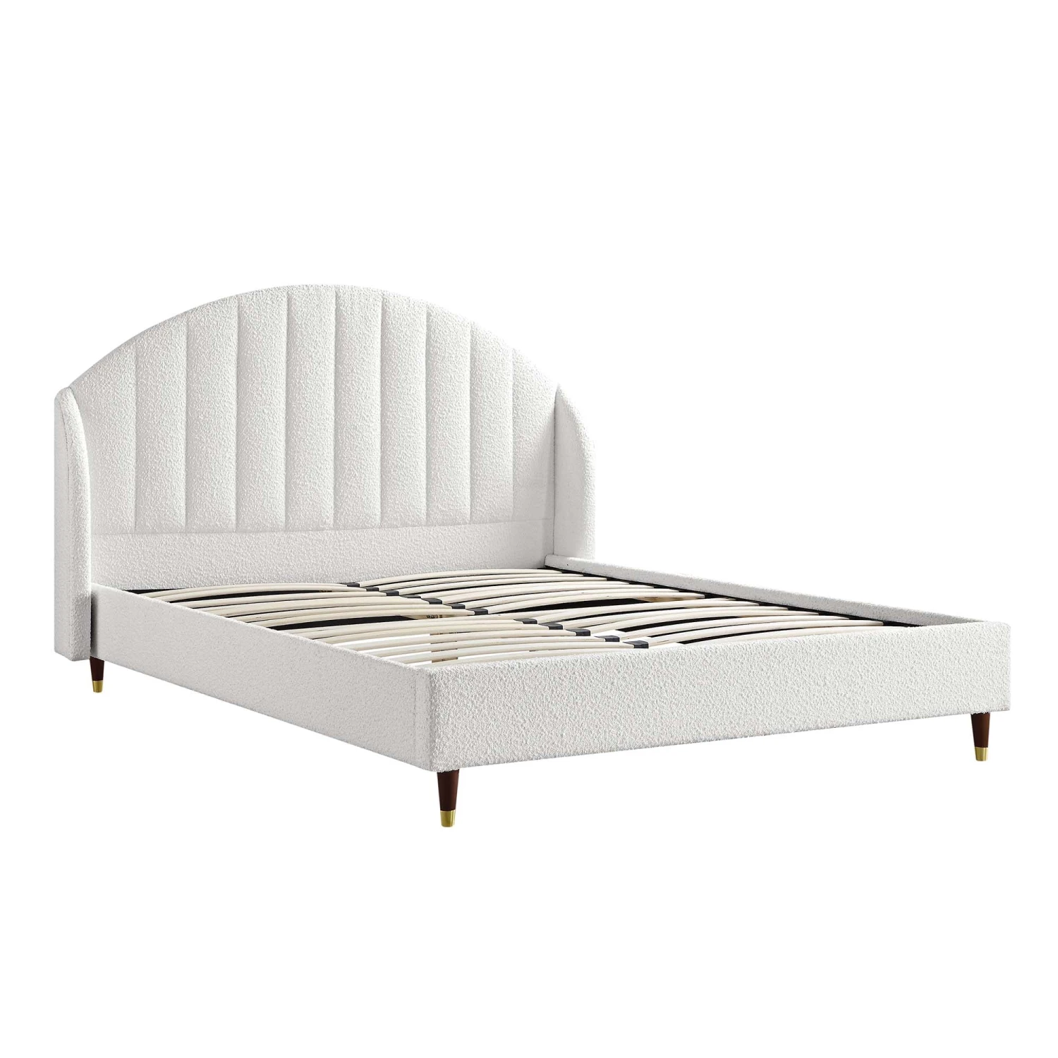 Eleanor White Boucle Upholstered Bed Frame With Domed Headboard 5 Eleanor White Boucle Upholstered Bed Frame With Domed Headboard - Image 5