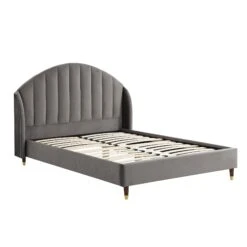 Eleanor Grey Velvet Upholstered Bed Frame With Domed Headboard -Daals Store JAH 08 GREYVEL WB1