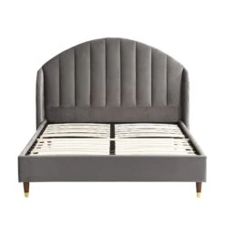 Eleanor Grey Velvet Upholstered Bed Frame With Domed Headboard -Daals Store JAH 08 GREYVEL WB2