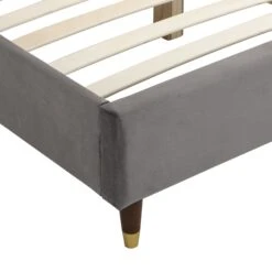Eleanor Grey Velvet Upholstered Bed Frame With Domed Headboard -Daals Store JAH 08 GREYVEL detail3
